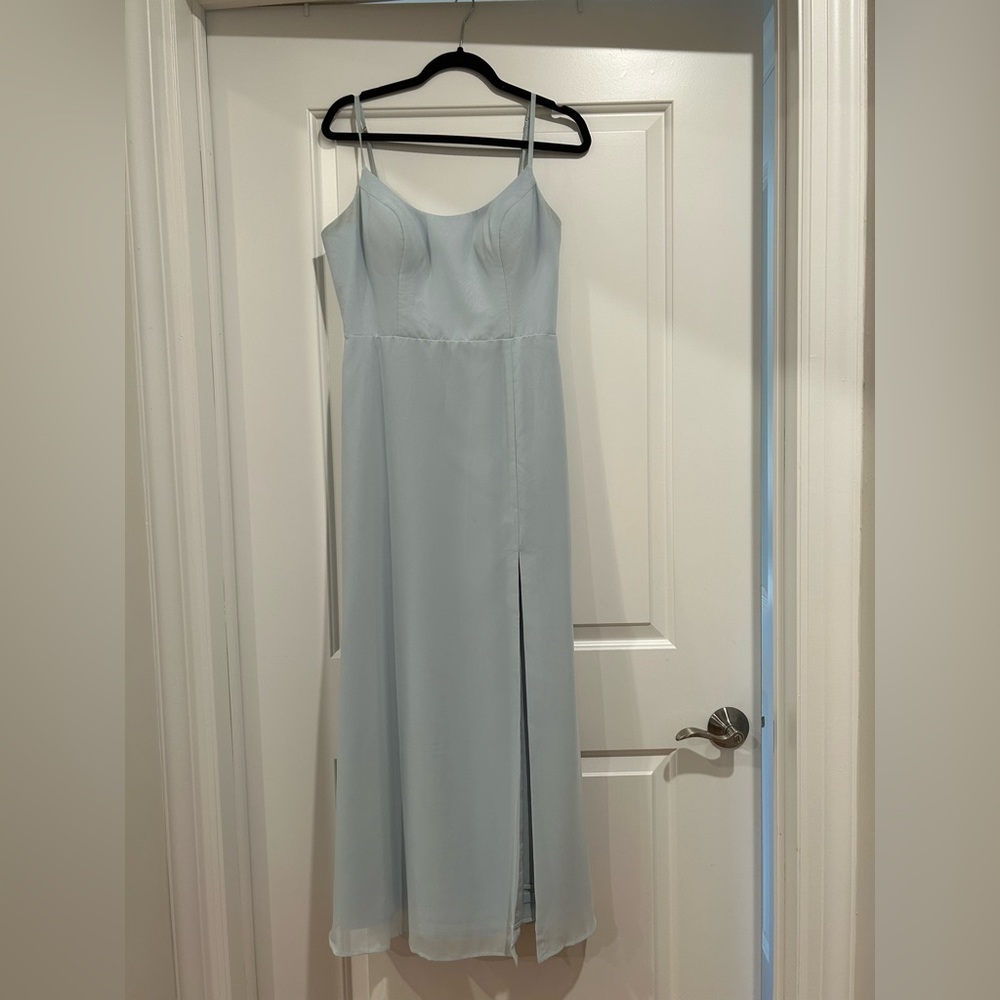 Sly blue floor length dress.